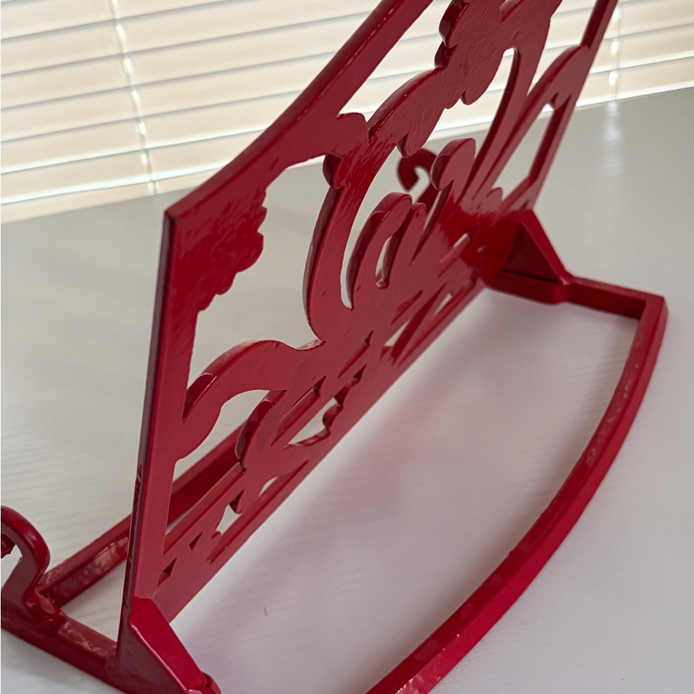 Red Decorative Cast Iron Cookbook Stand - Picture 2 of 4